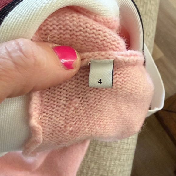 Sandro Pink Contrast Panel Striped V-Neck Sweater Red White Wool Blend Size XL - Picture 8 of 9